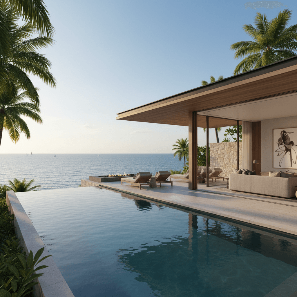 Luxury beachfront villa with infinity pool and ocean views